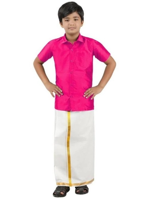 Boys Silk Cotton Shirt with Dhoti Set