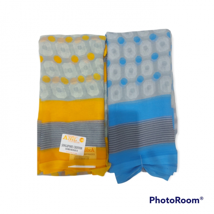 CHIFFON SAREE WITH BLOUSE COMBO PACK OF 2