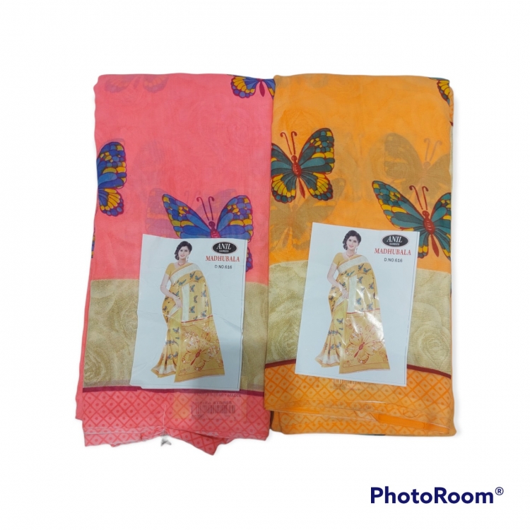 CHIFFON SAREE WITH BLOUSE COMBO PACK OF 2