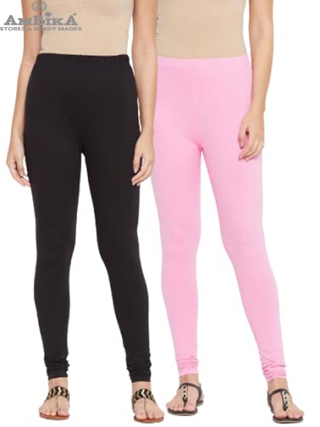 Cotton Legging for Woman Combo Free Size - Pack of 2 [BLACK & LIGHT PINK]