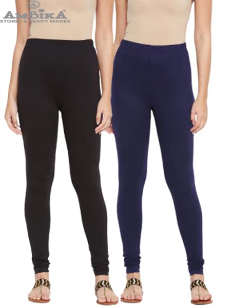 Cotton Legging for Woman Combo Free Size - Pack of 2 [BLACK & NAVY BLUE]