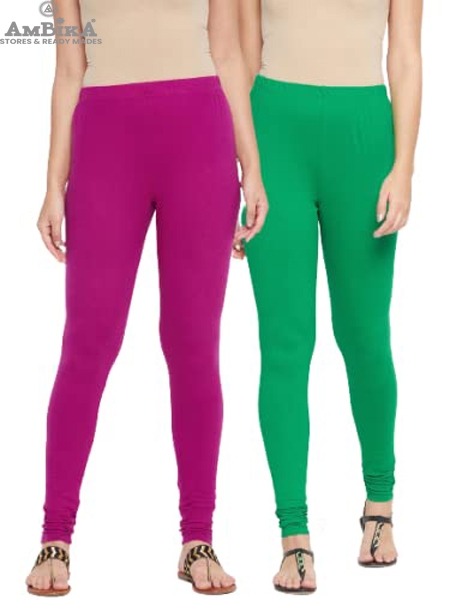 Cotton Legging for Woman Combo Free Size - Pack of 2 [MAGENTA & GREEN]
