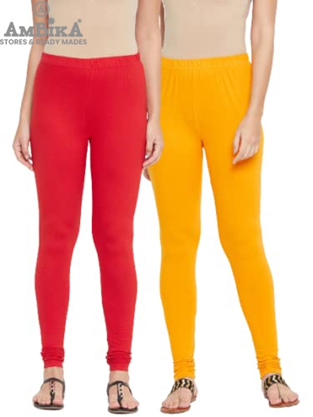 Cotton Legging for Woman Combo Free Size - Pack of 2 [RED & MUSTARD YELLOW]