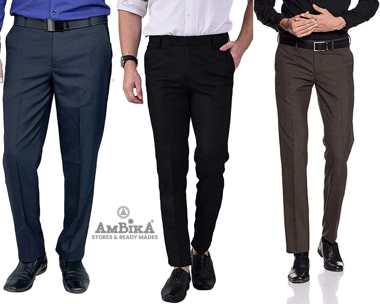 Men's Formal Trousers (Pack of 3) [COFFEE,BLACK,COBALT]