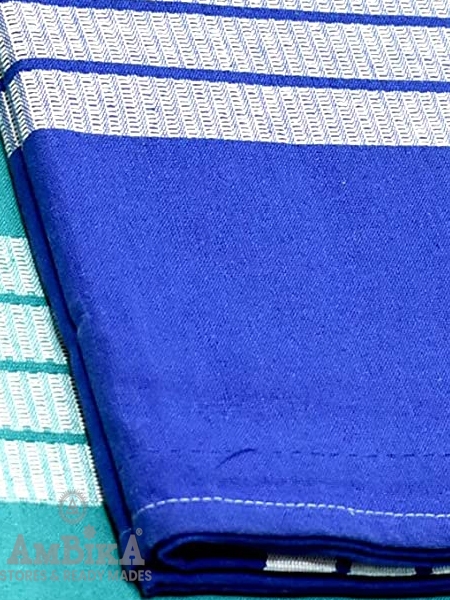 Cotton Bed Sheet for Hospitals / Hotels / Home / Queen Size : 60" X 90" (Double) Pack of 2 (Blue and Green)