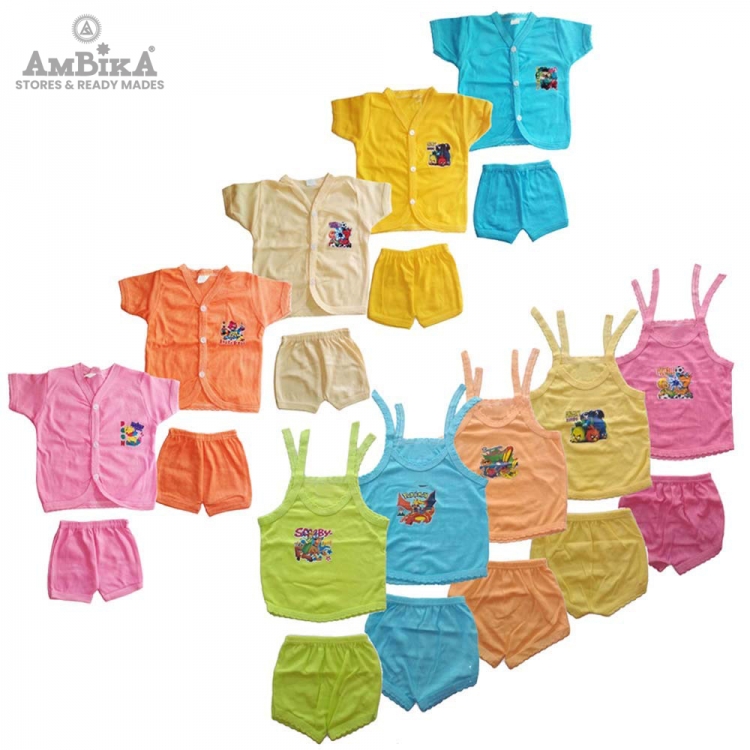 Cotton Solid Color T-Shirt and Shorts Combo Set for Born Baby 0-6 Month (Pack of 10)