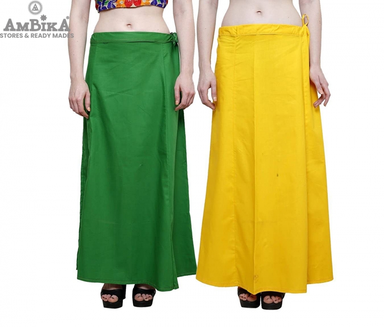 PETTICOATS FOR WOMENS COMBO OF 2, COTTON SOLID PLAIN