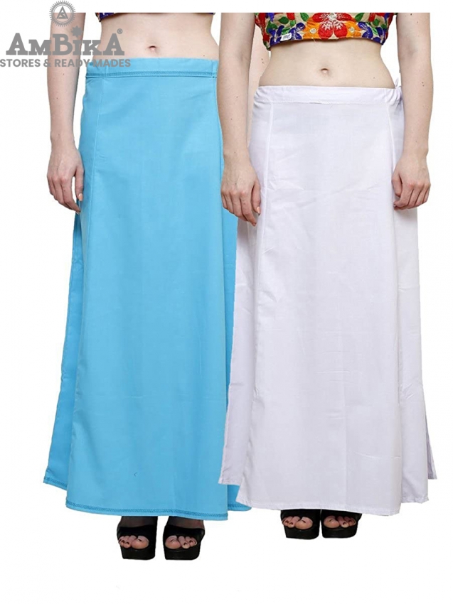 COMBO OF PETTICOATS FOR WOMENS PACK OF 2, COTTON SOLID PLAIN
