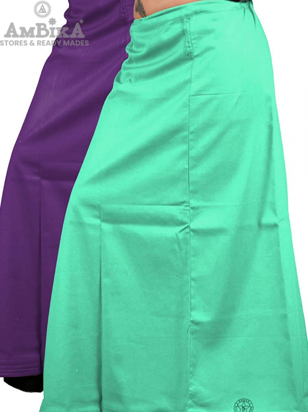 Women's Pure Cotton Readymade Inskirt [Kingfisher Daisy Aquamarine]