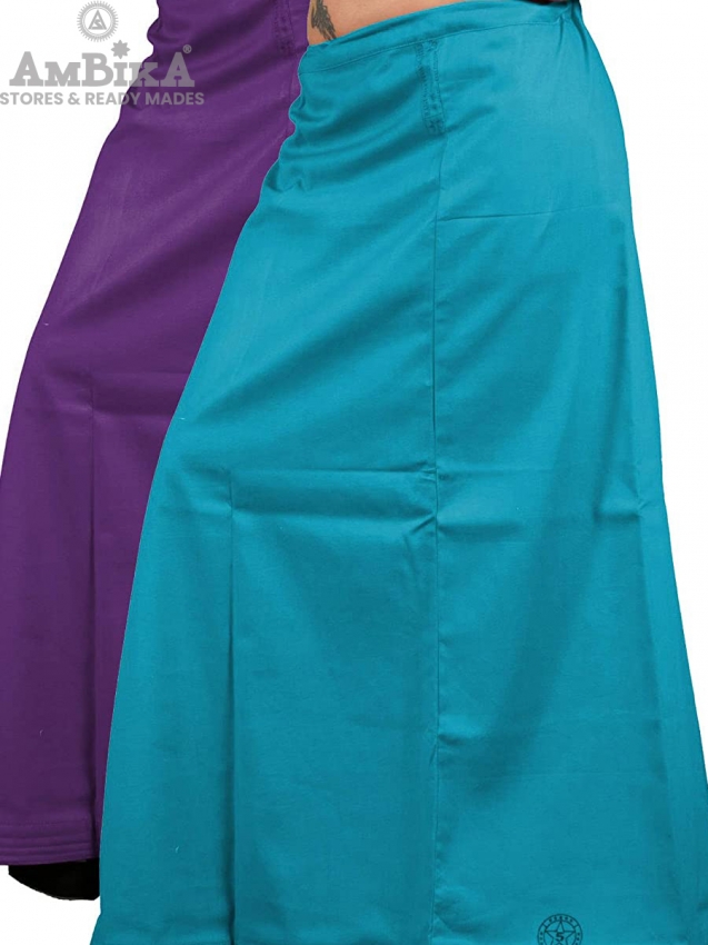 Women's Pure Cotton Readymade Inskirt [Kingfisher Daisy Iris Blue]