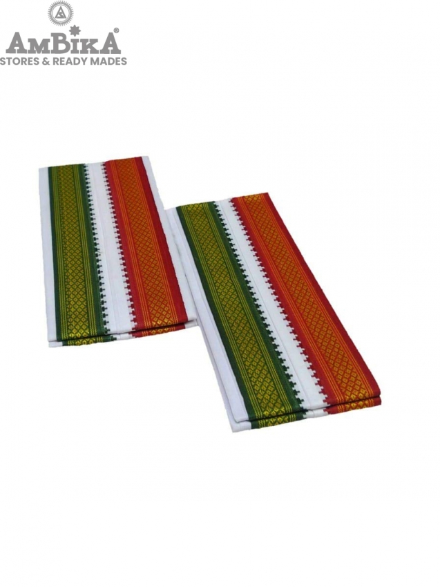 Cotton Cool Cotton Men's Angavastam Towel Size:46 Inch X 33 Inch White (Pack of 2 Piece) 