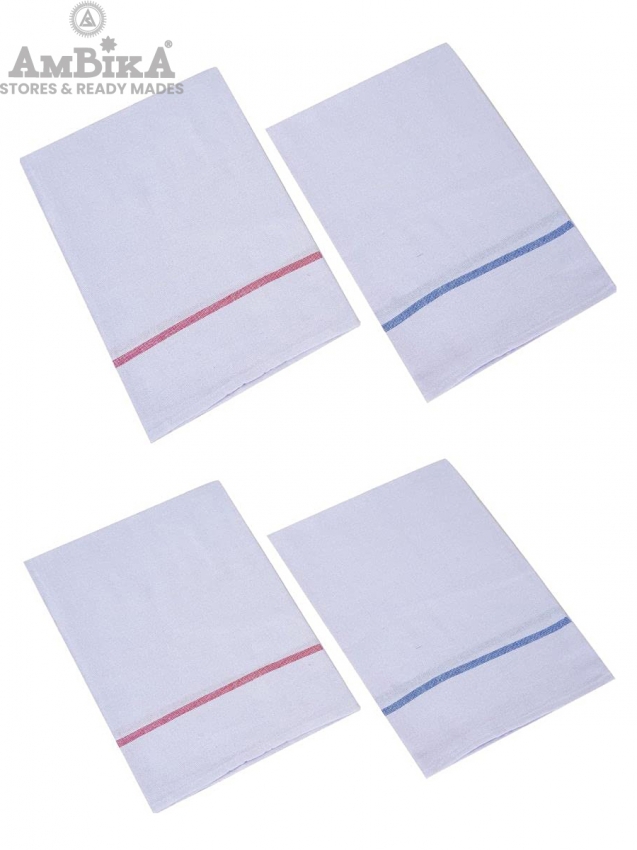 Thorthu Towel Kerala - Medium Size- Pure Cotton - White - 4 nos 