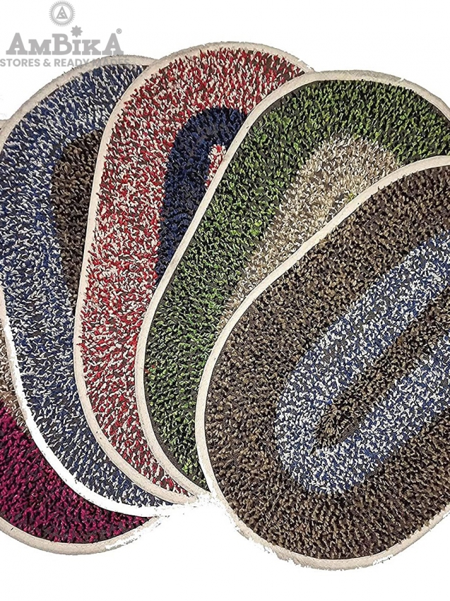 Cotton Door Mat for Bedroom Main Door Entrance Bath Mat Multicolor (12 x 18 Inch) Set of 5 