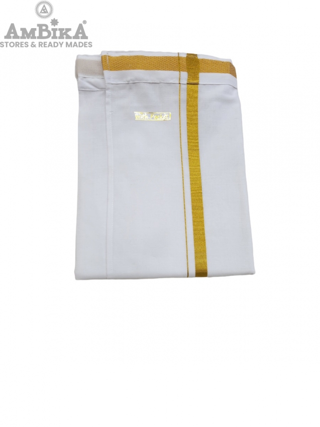 Ambika Stores Readymade Dhotis With Pocket (WHITE) (FREE SIZE)