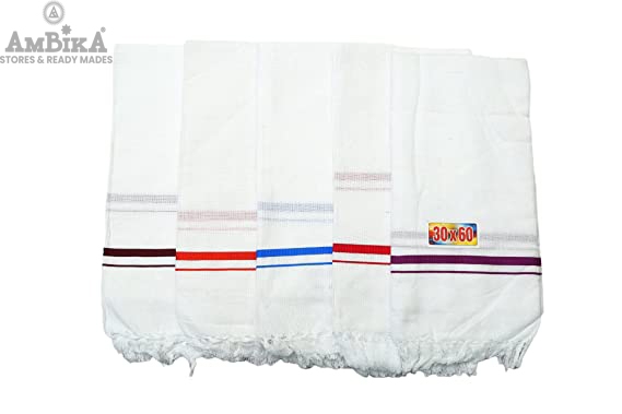 Cotton Bath Towels Light Weight, Honey Comb Pattern, Quick Dry, Skin Friendly (White) -Pack of 5