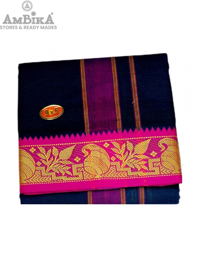 Cotton Mens Panjakejam Colour Dhoti With Fancy Border & Towel set [9*5]