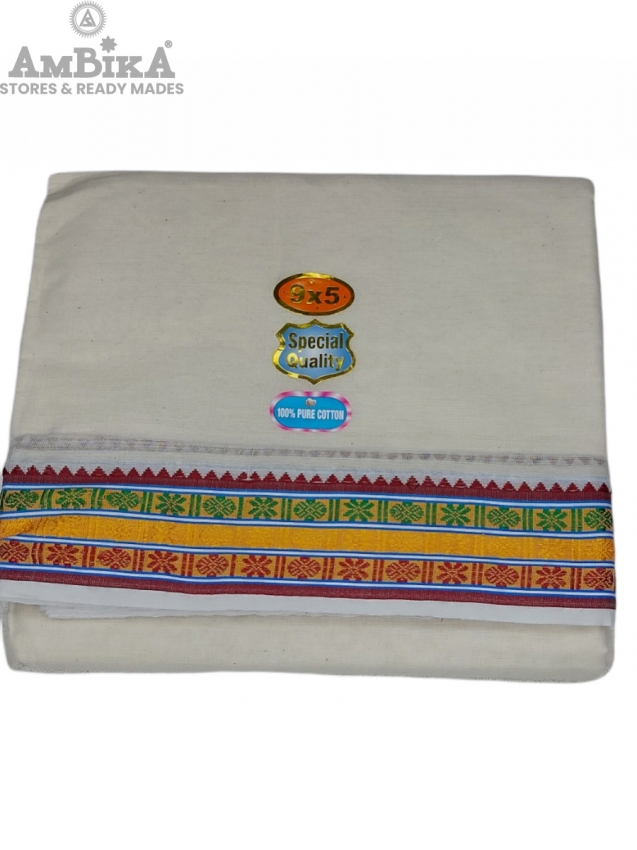 Ruthratcha Cotton Mens Panjakejam Dhoti & Towel set [9*5]