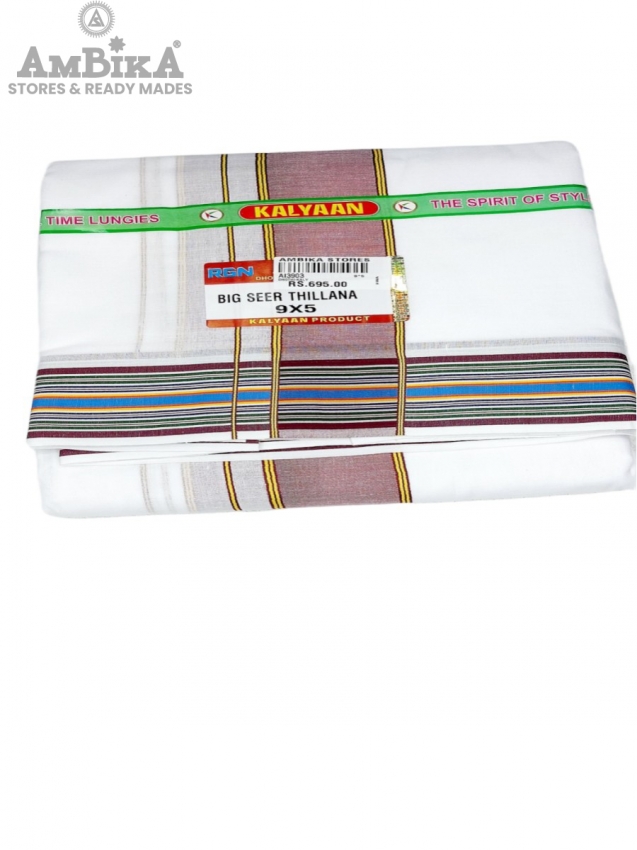 Cotton Mens Panjakejam White Dhoti With Gold Border & Towel set [9*5]
