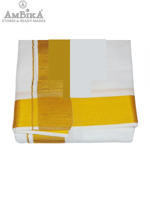 Cotton Mens Panjakejam White Dhoti With Gold Border & Towel set [9*5]