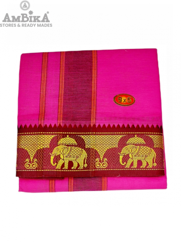 Cotton Mens Panjakejam Colour Dhoti With Fancy Border & Towel set [9*5]