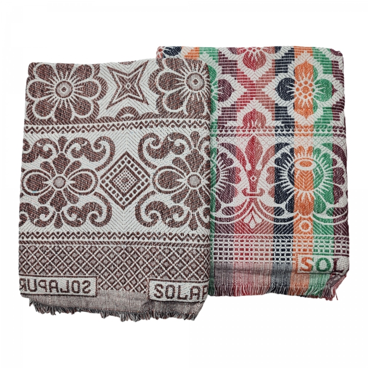 Cotton Single Size 300 TC Solapur Chaddar Blanket, Multy Colour, Pack of 1 & 2, Skinfriendly