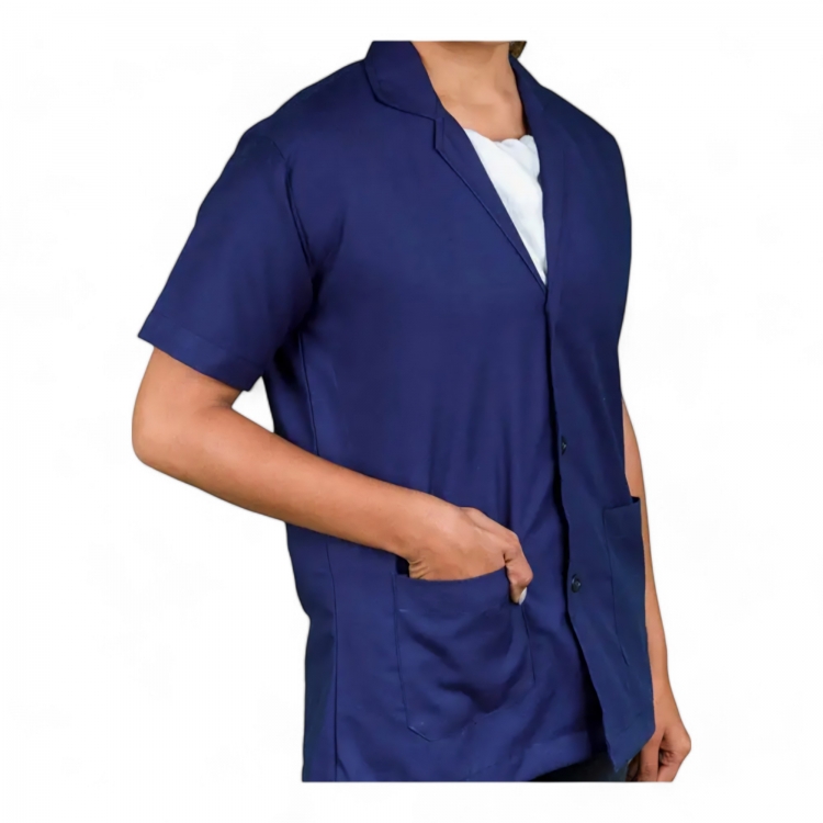 Unisex Polycotton Half Sleeves Lab Coat Wrinkle Resistant I Lab Coat for Chemistry Lab Students | All For Professional Diagnostics, Technicians, Laboratory