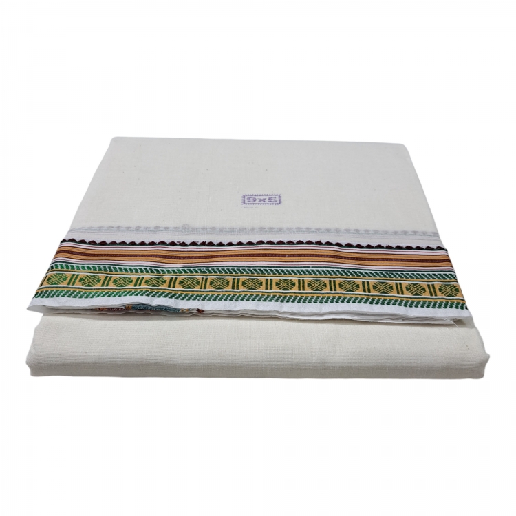  COTTON Mens Panchakacham 9X5 Unbleached Cotton Dhoti + Towel set