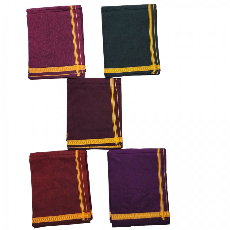 Men's Cotton Kerala Premam Colour Dhotis Cotton / 2.0meter Free Size