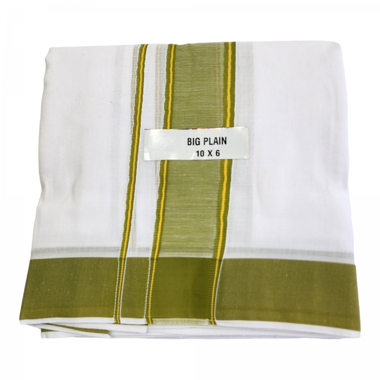 Dhoties Men's Traditional Cotton Dhoti With Cotton Border White Dhoti Panchakacham Unstitched Size 10X6 (or) 4.60 Mtr Dhoti with 2.70 Mtr Angavastram