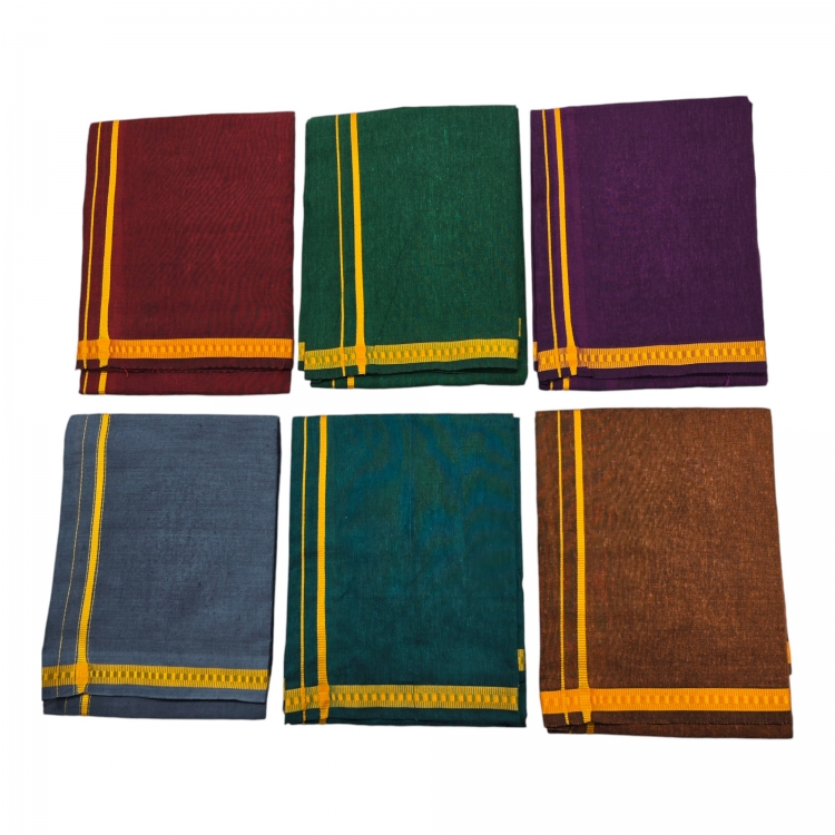 Men’s Poly Cotton Single Colour Casual Style Thalathi Border Dhoti’s for Men’s/Fine Quality Single Dhoti’s for Men | Pooja Wear Dhoti