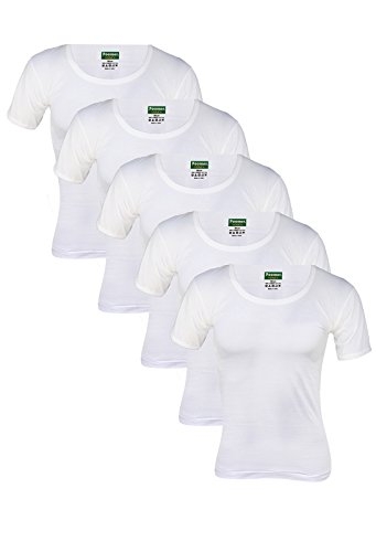 Poomer Cotton Men's White Sleeved Vest (5s Pack 'XXL' Size)